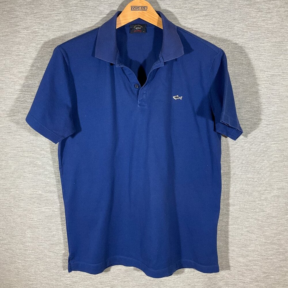 Men's Paul & Shark Blue Mesh Polo, Size XL